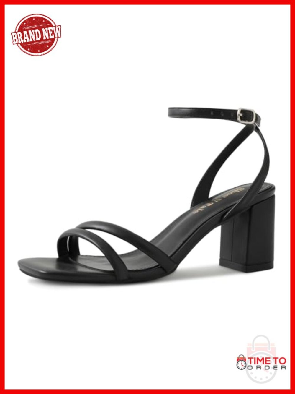 Women's Strappy Square Toe Chunky Block Heel Ankle Buckle Heeled Sandals